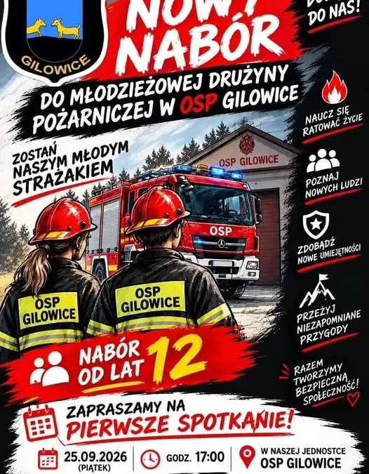 OSP Gilowice zaprasza młodzież na nowy nabór do drużyny pożarniczej