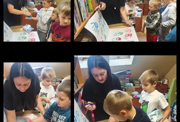 Pasowanie na czytelnika w bibliotece – dzieci z oddziałów 0A i 0B rozpoczęły przygodę z książką