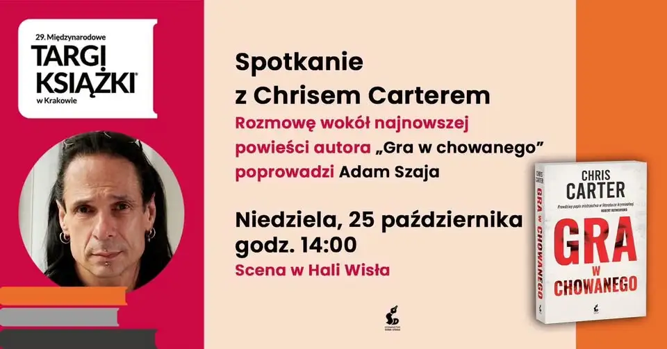 Chris Carter na Międzynarodowych Targach Książki w Krakowie – spotkanie 25 października