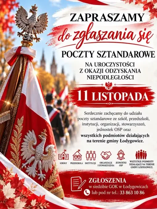 Łodygowice: poczty sztandarowe zaproszone na obchody Święta Niepodległości