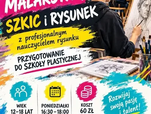 Zajęcia z malarstwa, szkicu i rysunku dla młodzieży 12–18 lat