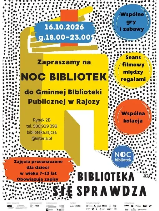Noc Bibliotek 2026 w Rajczy – zapisy na wyjątkową noc dla dzieci