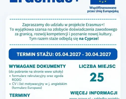 Rusza rekrutacja do projektu Erasmus+ – staże zawodowe na Cyprze