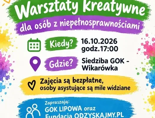 Warsztaty twórcze w Lipowej – bezpłatne zajęcia już 16 października