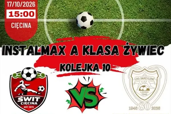 Mecz LKS Skrzyczne Lipowa z LKS Świt Cięcina – zmiana godziny na 15:00