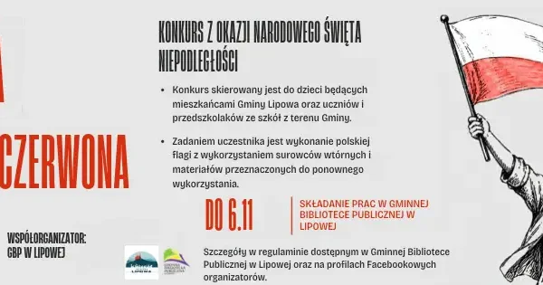 Konkurs „Moja biało-czerwona” w Gminie Lipowa – wykonaj flagę z surowców wtórnych