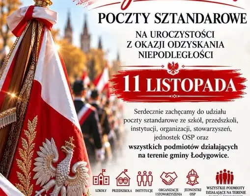 Gmina Łodygowice zaprasza poczty sztandarowe na obchody Święta Niepodległości