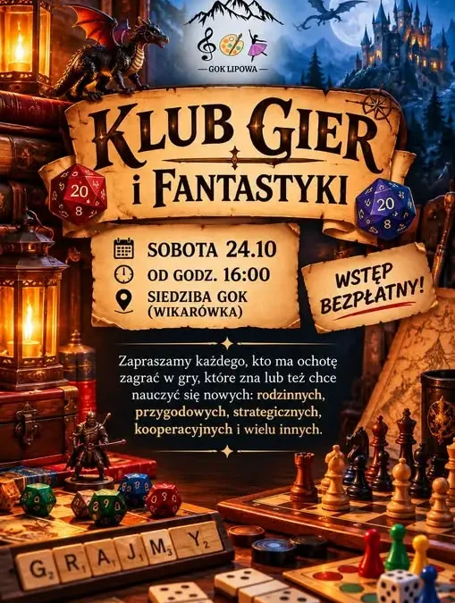 Planszówkowy wieczór w GOK Lipowa – Wikarówka już w sobotę