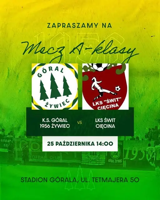 Góral 1956 Żywiec zmierzy się ze Świtem Cięcina w 11. kolejce A Klasy