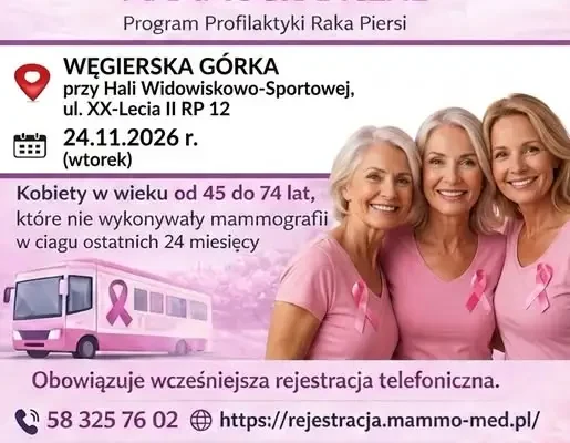 Bezpłatna mammografia w Węgierskiej Górce – 24 listopada 2026
