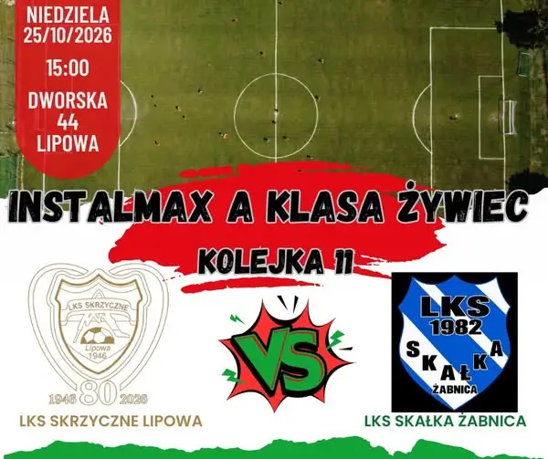 LKS Skrzyczne Lipowa wraca na Dworską 44 – niedzielny mecz ze Skałką Żabnica