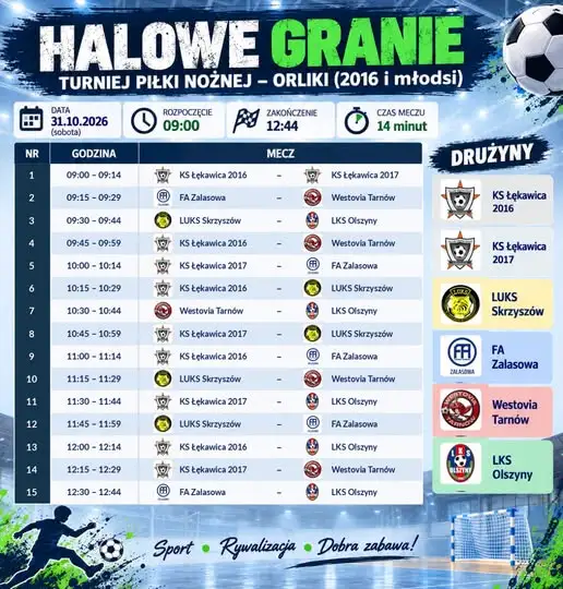 HALOWE GRANIE: pierwszy turniej Orlików już 31 października w Lękawicy