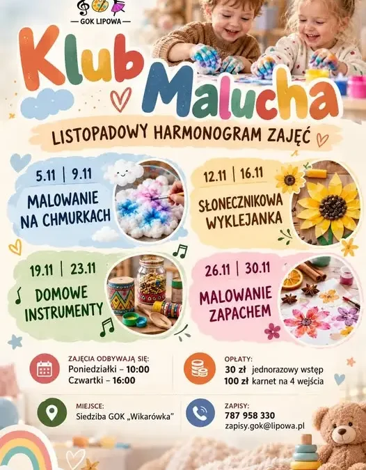 Klub Malucha w GOK Lipowa – zajęcia sensoryczne dla najmłodszych