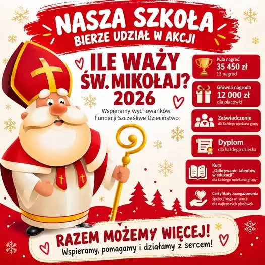 „Ile waży Święty Mikołaj?” – szkolna zbiórka monet na rzecz potrzebujących dzieci