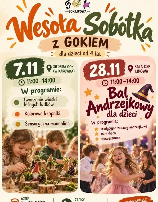 Gminny Ośrodek Kultury w Lipowej zaprasza na listopadowe Sobótki: kreatywne warsztaty i bal andrzejkowy